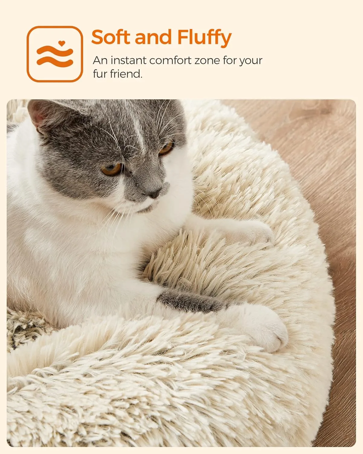 Feandrea Plush Donut Pet Bed image 2