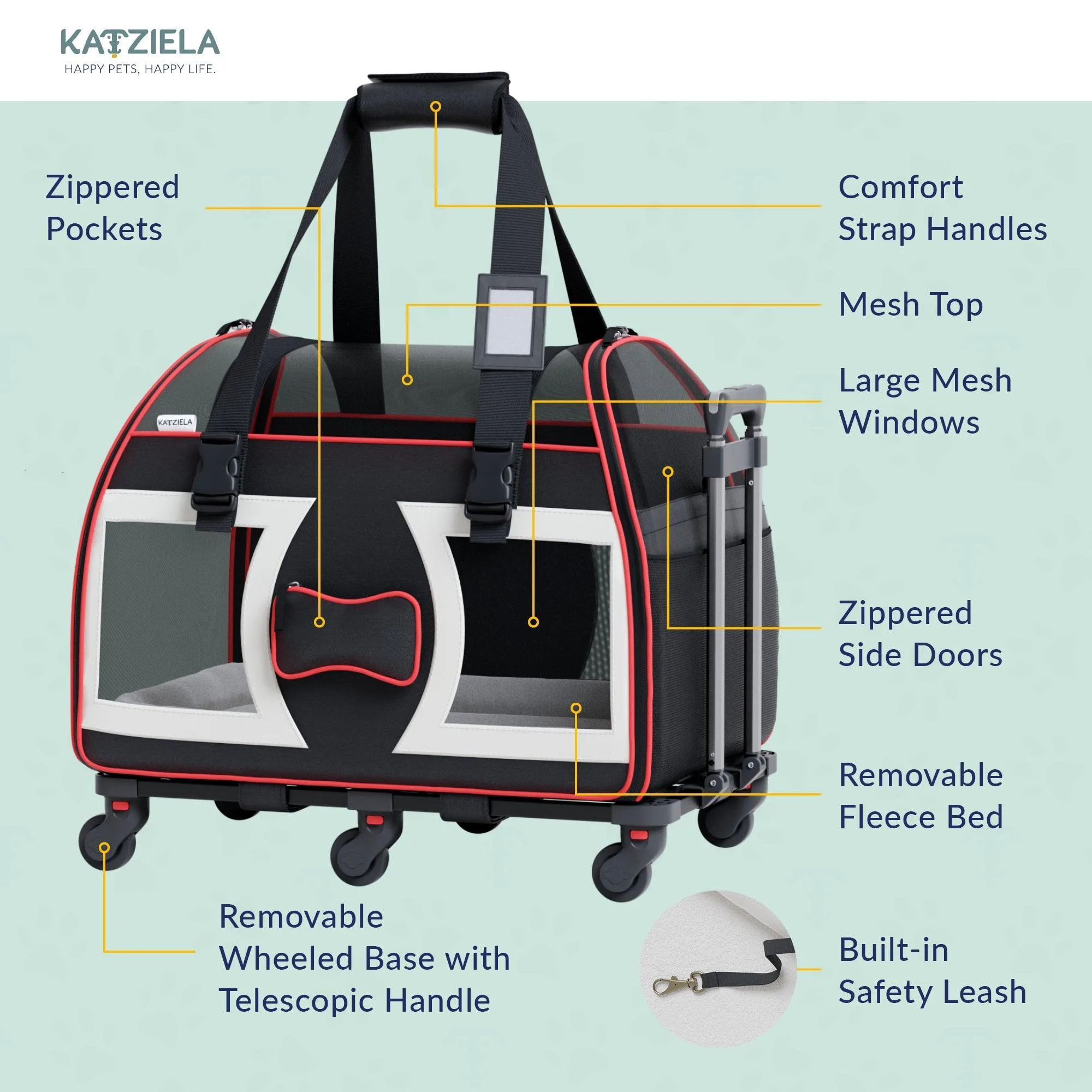 Katziela Rolling Pet Carrier