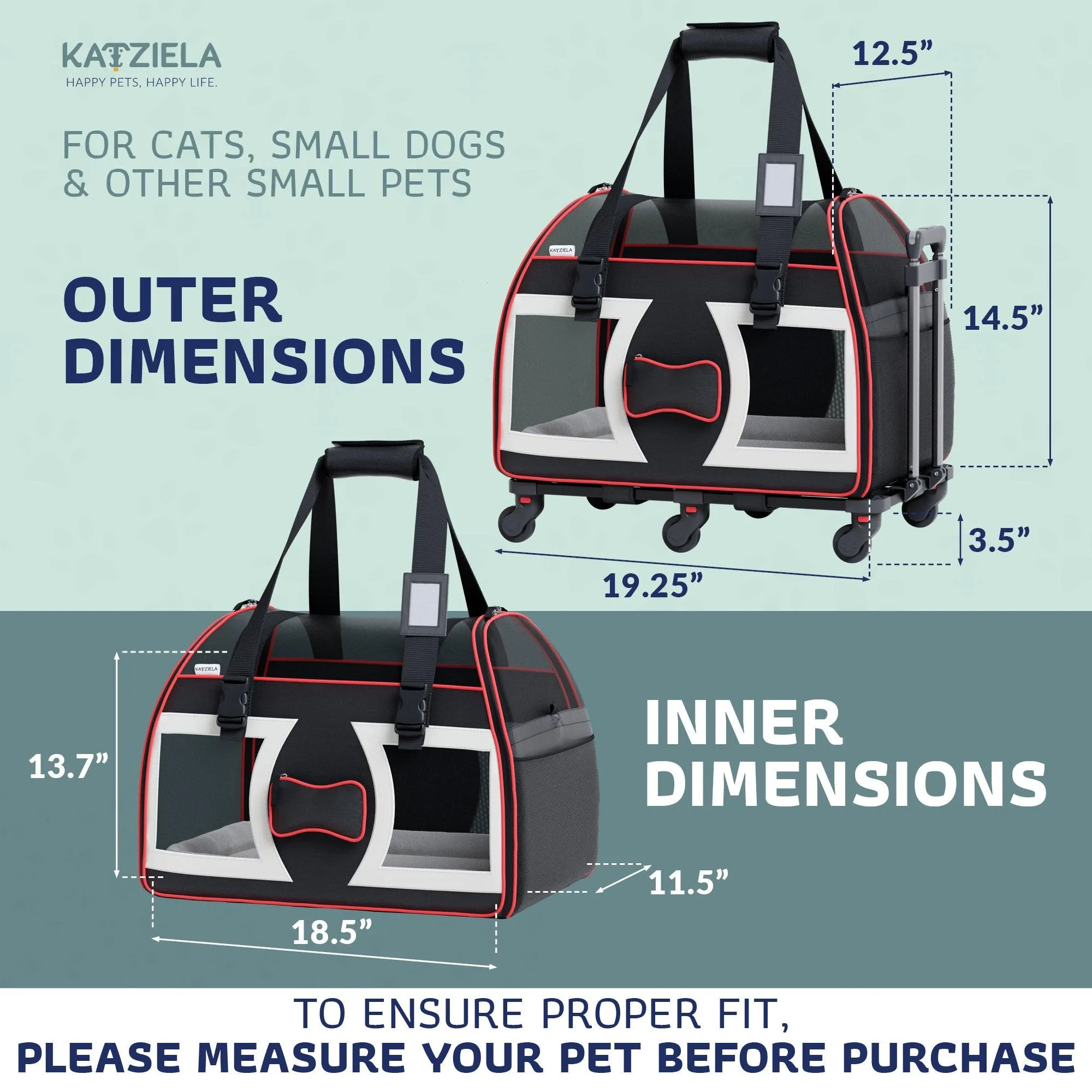 Katziela Rolling Pet Carrier image 3